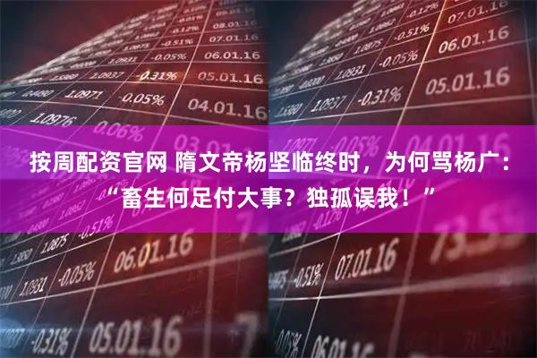 按周配资官网 隋文帝杨坚临终时，为何骂杨广：“畜生何足付大事？独孤误我！”