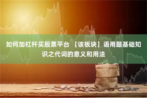 如何加杠杆买股票平台 【该板块】语用题基础知识之代词的意义和用法
